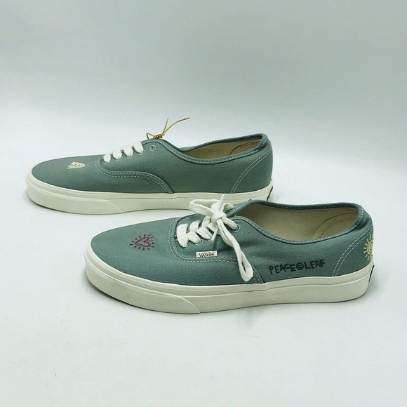 Vans Men's 9.5 Women's 11 Canvas Sneakers Eco Theory Green Peace Leaf NWT - Picture 3 of 7
